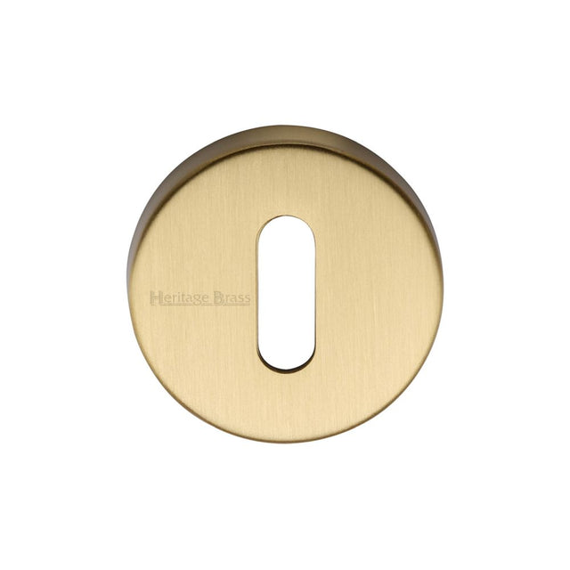 This is an image of a Heritage Brass - Key Escutcheon Satin Brass Finish, v4007-sb that is available to order from Trade Door Handles in Kendal.