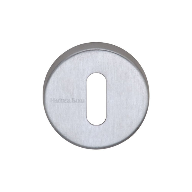 This is an image of a Heritage Brass - Key Escutcheon Satin Chrome Finish, v4007-sc that is available to order from Trade Door Handles in Kendal.