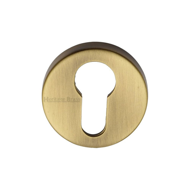 This is an image of a Heritage Brass - Euro Profile Cylinder Escutcheon Antique Brass Finish, v4008-at that is available to order from Trade Door Handles in Kendal.