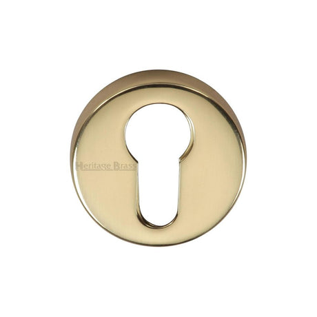 This is an image of a Heritage Brass - Euro Profile Cylinder Escutcheon Polished Brass Finish, v4008-pb that is available to order from Trade Door Handles in Kendal.