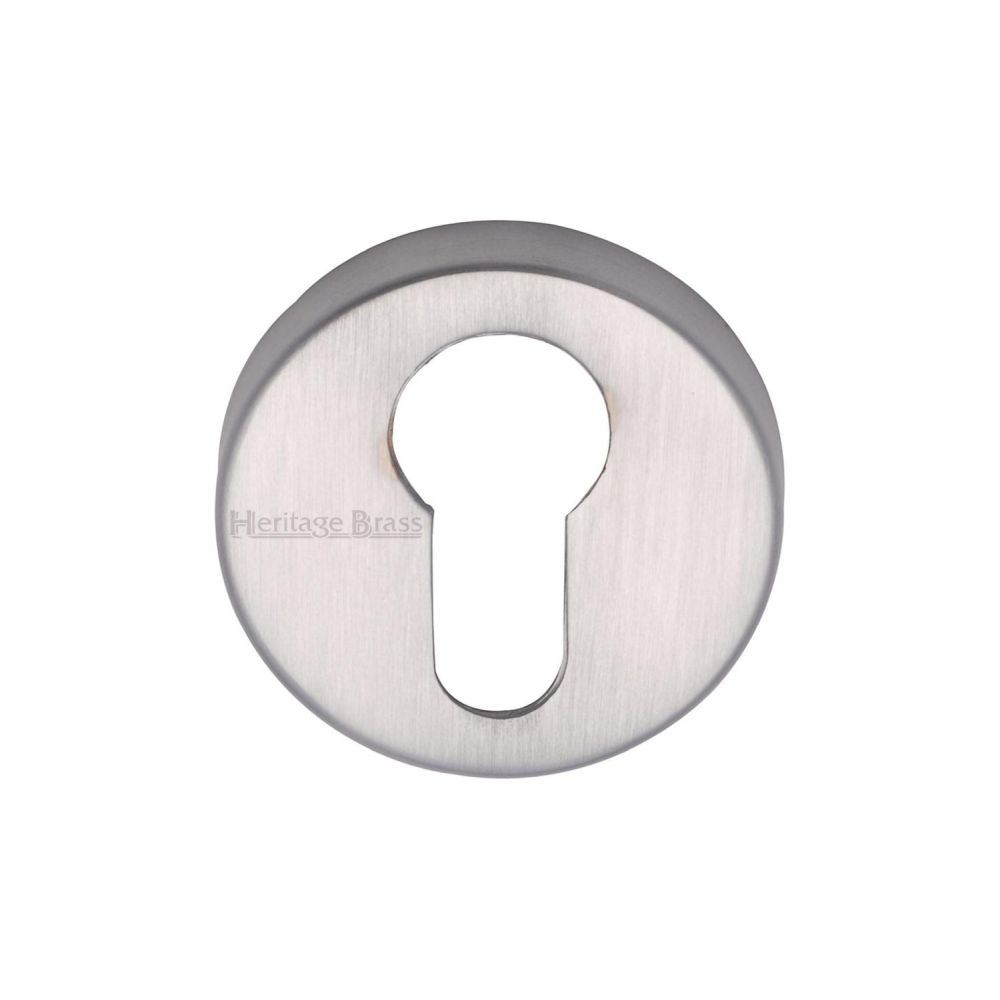 This is an image of a Heritage Brass - Euro Profile Cylinder Escutcheon Satin Chrome Finish, v4008-sc that is available to order from Trade Door Handles in Kendal.