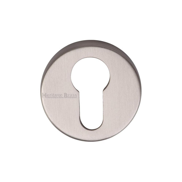 This is an image of a Heritage Brass - Euro Profile Cylinder Escutcheon Satin Nickel Finish, v4008-sn that is available to order from Trade Door Handles in Kendal.