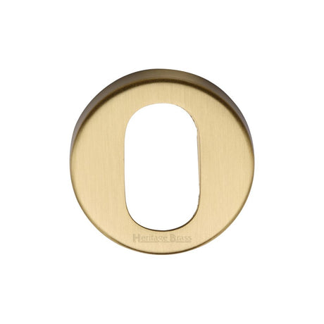 This is an image of a Heritage Brass - Oval Profile Cylinder Escutcheon Satin Brass Finish, v4009-sb that is available to order from Trade Door Handles in Kendal.