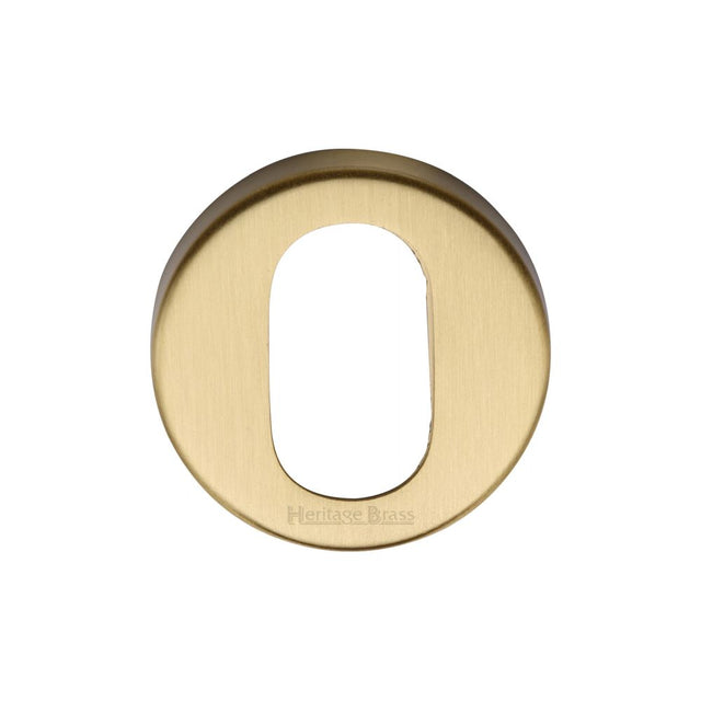 This is an image of a Heritage Brass - Oval Profile Cylinder Escutcheon Satin Brass Finish, v4009-sb that is available to order from Trade Door Handles in Kendal.