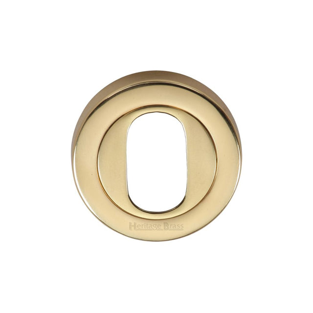 This is an image of a Heritage Brass - Oval Profile Cylinder Escutcheon Polished Brass Finish, v4010-pb that is available to order from Trade Door Handles in Kendal.