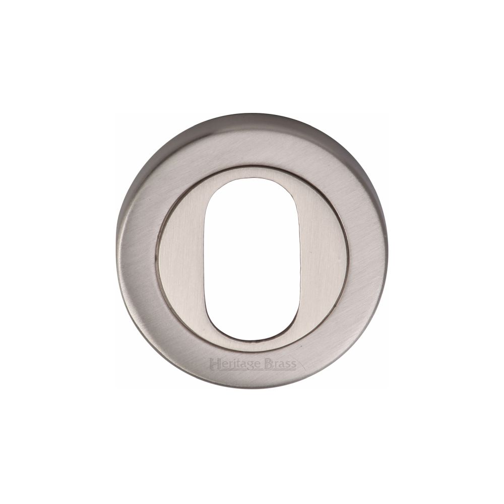 This is an image of a Heritage Brass - Oval Profile Cylinder Escutcheon Satin Nickel Finish, v4010-sn that is available to order from Trade Door Handles in Kendal.