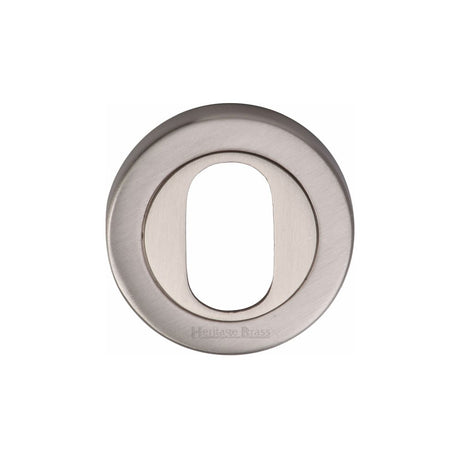 This is an image of a Heritage Brass - Oval Profile Cylinder Escutcheon Satin Nickel Finish, v4010-sn that is available to order from Trade Door Handles in Kendal.