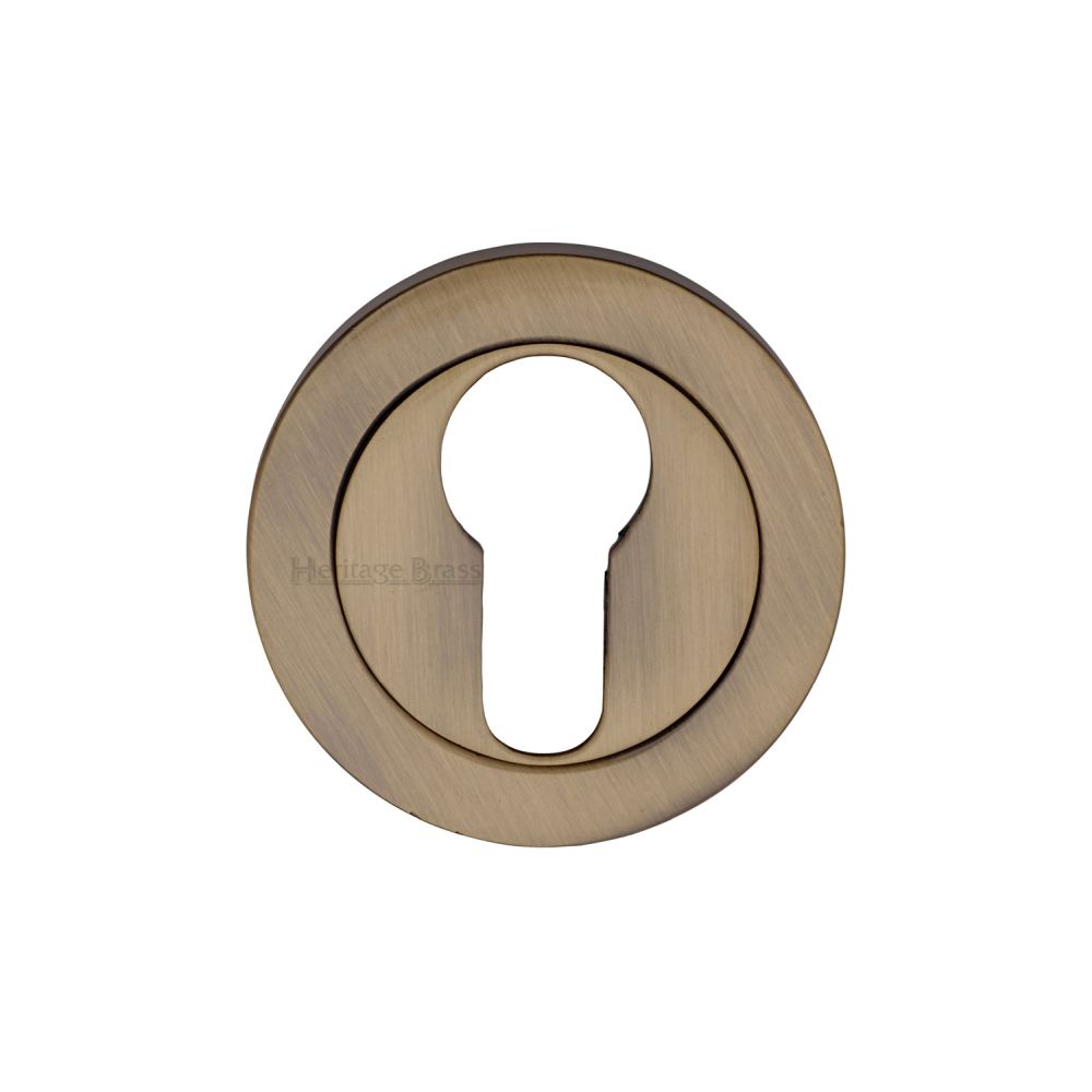 This is an image of a Heritage Brass - Euro Profile Cylinder Escutcheon Antique Brass Finish, v4020-at that is available to order from Trade Door Handles in Kendal.