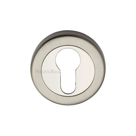 This is an image of a Heritage Brass - Euro Profile Cylinder Escutcheon Mercury Finish, v4020-mc that is available to order from Trade Door Handles in Kendal.