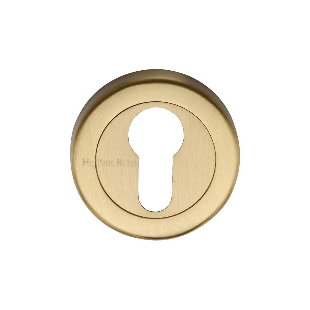 This is an image of a Heritage Brass - Euro Profile Cylinder Escutcheon Satin Brass Finish, v4020-sb that is available to order from Trade Door Handles in Kendal.