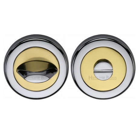 This is an image of a Heritage Brass - Thumbturn & Emergency Release Chrome & Brass Finish, v4043-cb that is available to order from Trade Door Handles in Kendal.