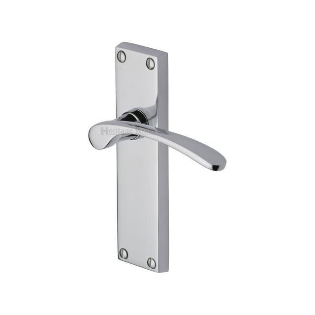 This is an image of a Heritage Brass - Door Handle Lever Latch Sophia Design Polished Chrome Finish, v4113-pc that is available to order from Trade Door Handles in Kendal.