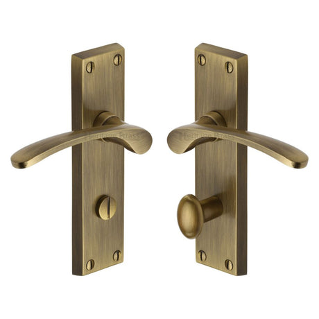 This is an image of a Heritage Brass - Door Handle for Bathroom Sophia Design Antique Brass Finish, v4142-at that is available to order from Trade Door Handles in Kendal.