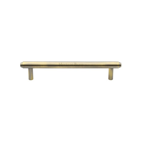 This is an image of a Heritage Brass - Cabinet Pull Stepped Design 128mm CTC Antique Brass Finish, v4410-128-at that is available to order from Trade Door Handles in Kendal.