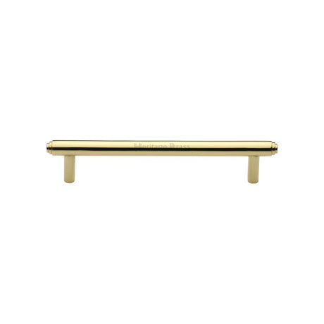 This is an image of a Heritage Brass - Cabinet Pull Stepped Design 128mm CTC Polished Brass Finish, v4410-128-pb that is available to order from Trade Door Handles in Kendal.