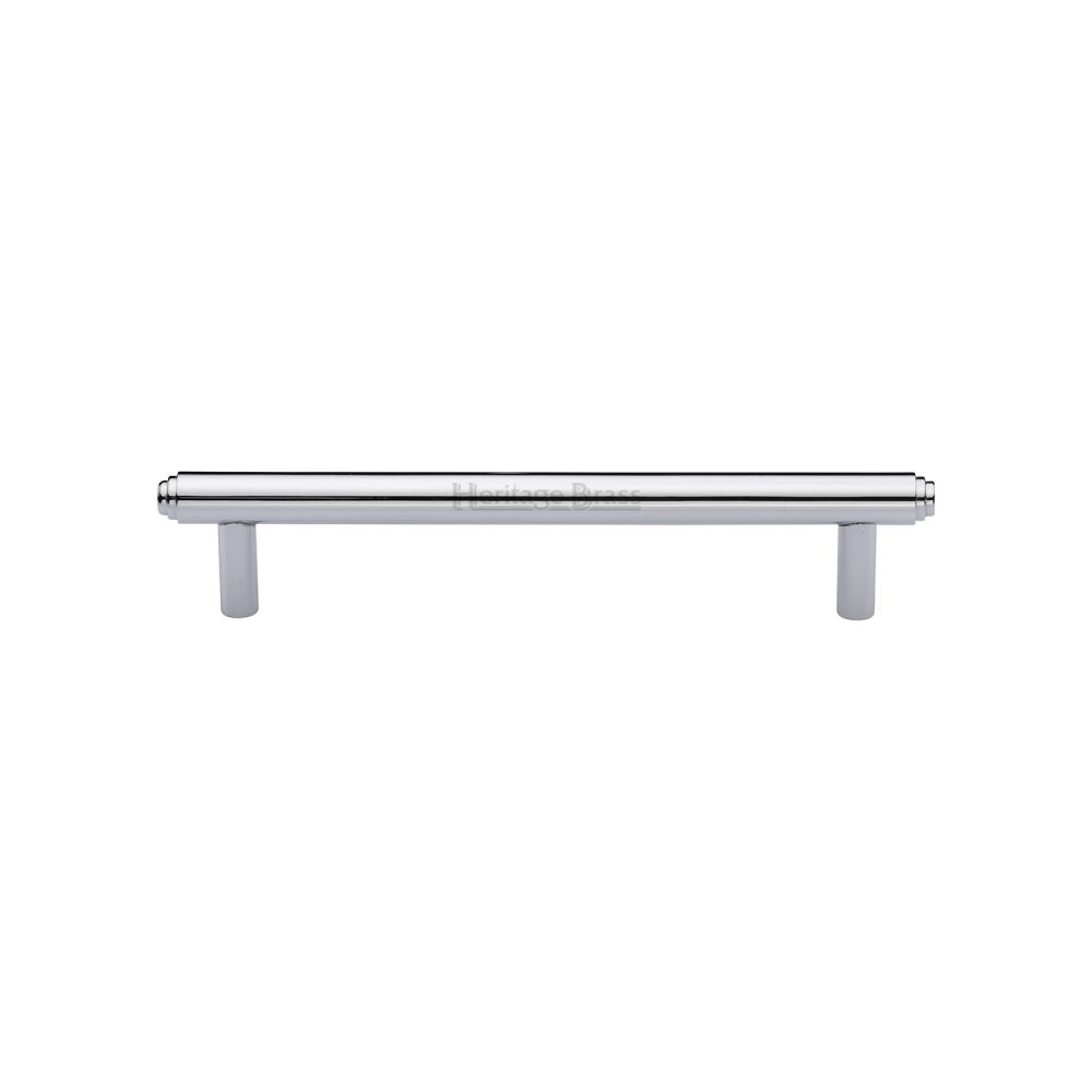 This is an image of a Heritage Brass - Cabinet Pull Stepped Design 128mm CTC Polished Chrome Finish, v4410-128-pc that is available to order from Trade Door Handles in Kendal.