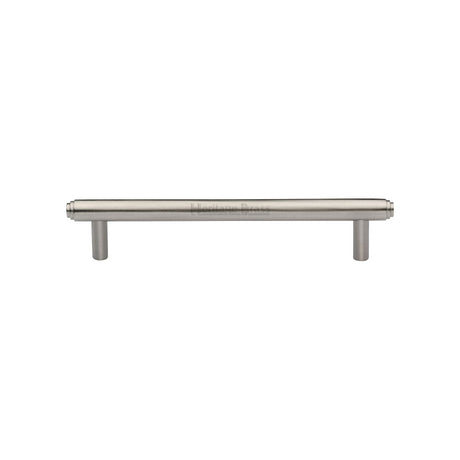 This is an image of a Heritage Brass - Cabinet Pull Stepped Design 128mm CTC Satin Nickel Finish, v4410-128-sn that is available to order from Trade Door Handles in Kendal.