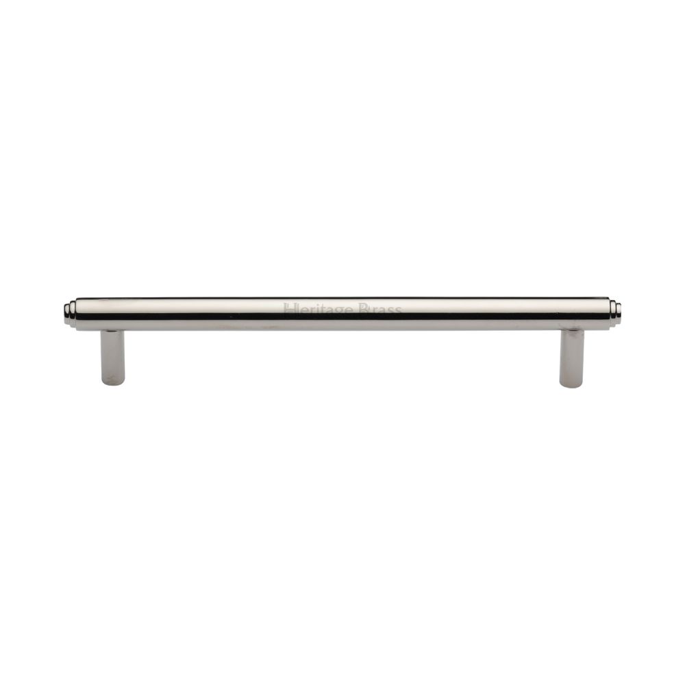 This is an image of a Heritage Brass - Cabinet Pull Stepped Design 160mm CTC Polished Nickel Finish, v4410-160-pnf that is available to order from Trade Door Handles in Kendal.