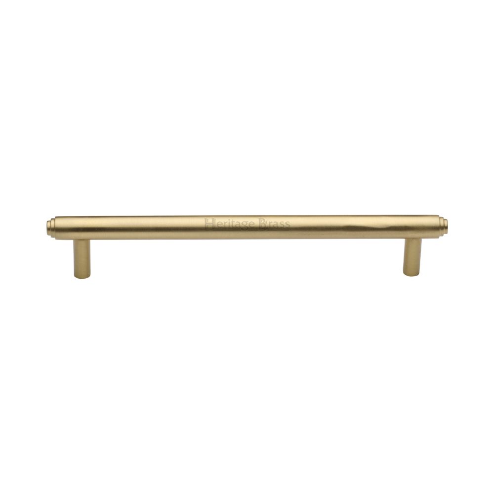 This is an image of a Heritage Brass - Cabinet Pull Stepped Design 160mm CTC Satin Brass Finish, v4410-160-sb that is available to order from Trade Door Handles in Kendal.