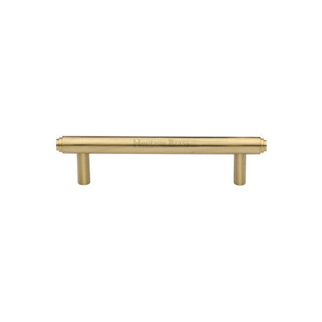 This is an image of a Heritage Brass - Cabinet Pull Stepped Design 96mm CTC Satin Brass Finish, v4410-96-sb that is available to order from Trade Door Handles in Kendal.