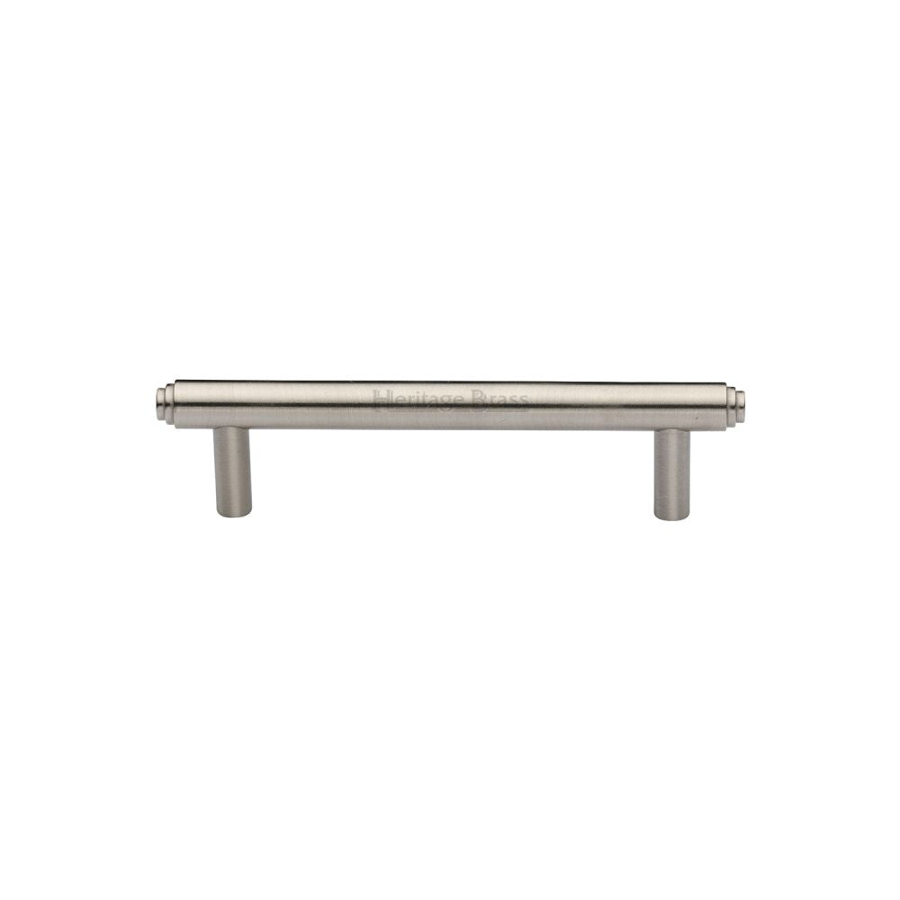 This is an image of a Heritage Brass - Cabinet Pull Stepped Design 96mm CTC Satin Nickel Finish, v4410-96-sn that is available to order from Trade Door Handles in Kendal.