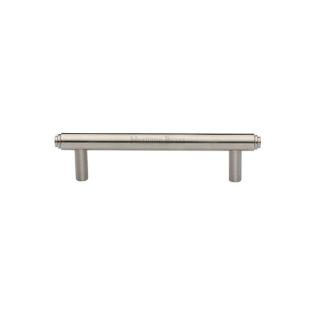 This is an image of a Heritage Brass - Cabinet Pull Stepped Design 96mm CTC Satin Nickel Finish, v4410-96-sn that is available to order from Trade Door Handles in Kendal.