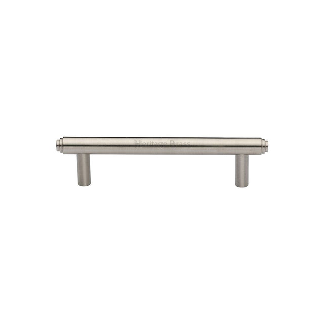 This is an image of a Heritage Brass - Cabinet Pull Stepped Design 96mm CTC Satin Nickel Finish, v4410-96-sn that is available to order from Trade Door Handles in Kendal.