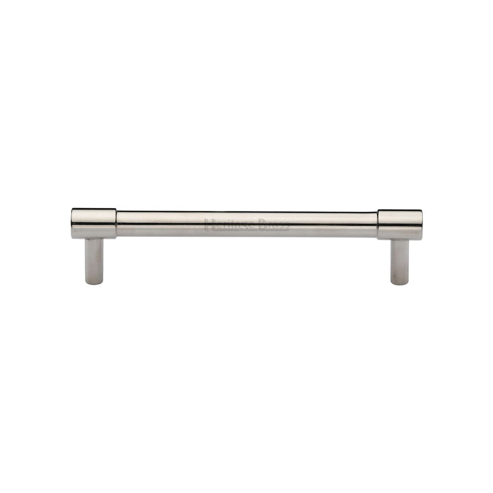 This is an image of a Heritage Brass - Cabinet Pull Phoenix Design 128mm CTC Polished Nickel Finish, v4434-128-pnf that is available to order from Trade Door Handles in Kendal.