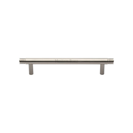 This is an image of a Heritage Brass - Cabinet Pull Contour Design 128mm CTC Satin Nickel Finish, v4446-128-sn that is available to order from Trade Door Handles in Kendal.