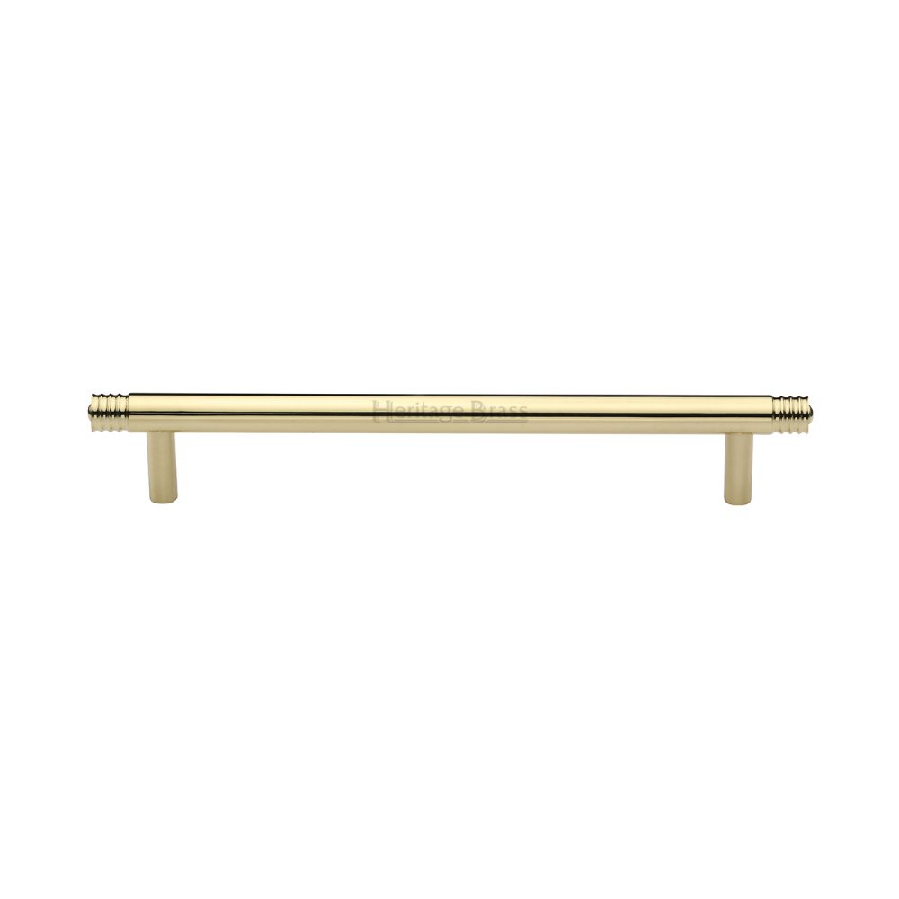 This is an image of a Heritage Brass - Cabinet Pull Contour Design 160mm CTC Polished Brass Finish, v4446-160-pb that is available to order from Trade Door Handles in Kendal.