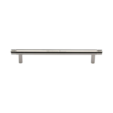 This is an image of a Heritage Brass - Cabinet Pull Contour Design 160mm CTC Polished Nickel Finish, v4446-160-pnf that is available to order from Trade Door Handles in Kendal.