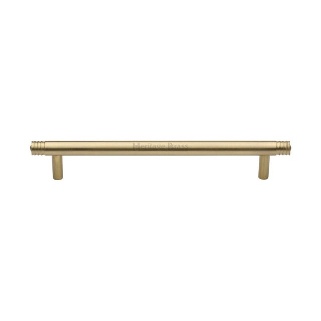 This is an image of a Heritage Brass - Cabinet Pull Contour Design 160mm CTC Satin Brass Finish, v4446-160-sb that is available to order from Trade Door Handles in Kendal.