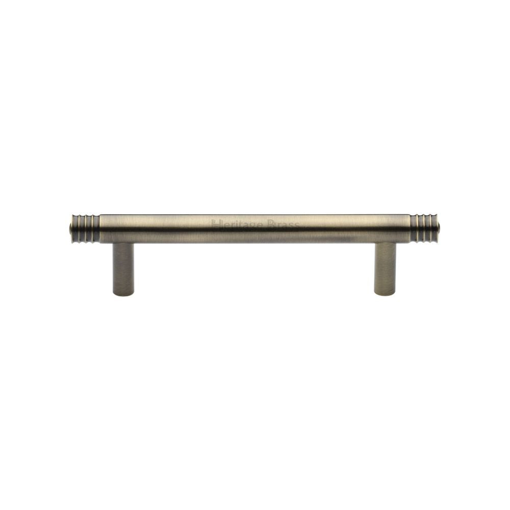 This is an image of a Heritage Brass - Cabinet Pull Contour Design 96mm CTC Antique Brass Finish, v4446-96-at that is available to order from Trade Door Handles in Kendal.