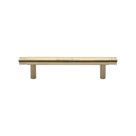 This is an image of a Heritage Brass - Cabinet Pull Contour Design 96mm CTC Satin Brass Finish, v4446-96-sb that is available to order from Trade Door Handles in Kendal.