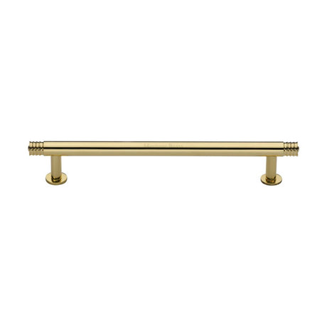 This is an image of a Heritage Brass - Cabinet Pull Contour Design with 16mm Rose 160mm CTC Polished Brass, v4447-160-pb that is available to order from Trade Door Handles in Kendal.