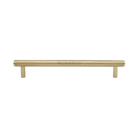 This is an image of a Heritage Brass - Cabinet Pull Knurled Design 160mm CTC Polished Brass Finish, v4458-160-pb that is available to order from Trade Door Handles in Kendal.