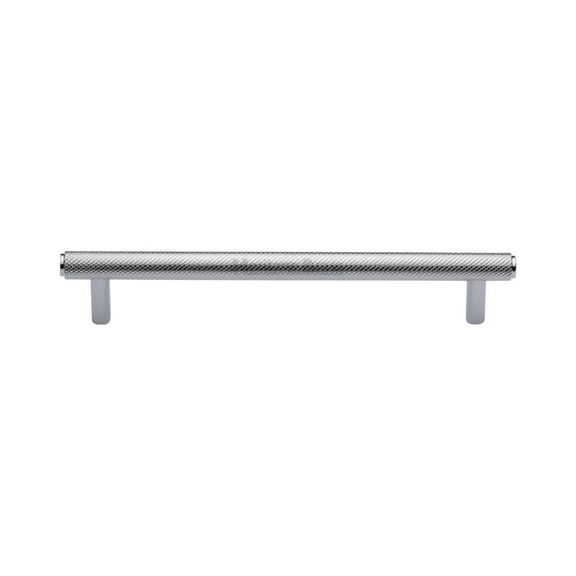 This is an image of a Heritage Brass - Cabinet Pull Knurled Design 160mm CTC Polished Chrome Finish, v4458-160-pc that is available to order from Trade Door Handles in Kendal.