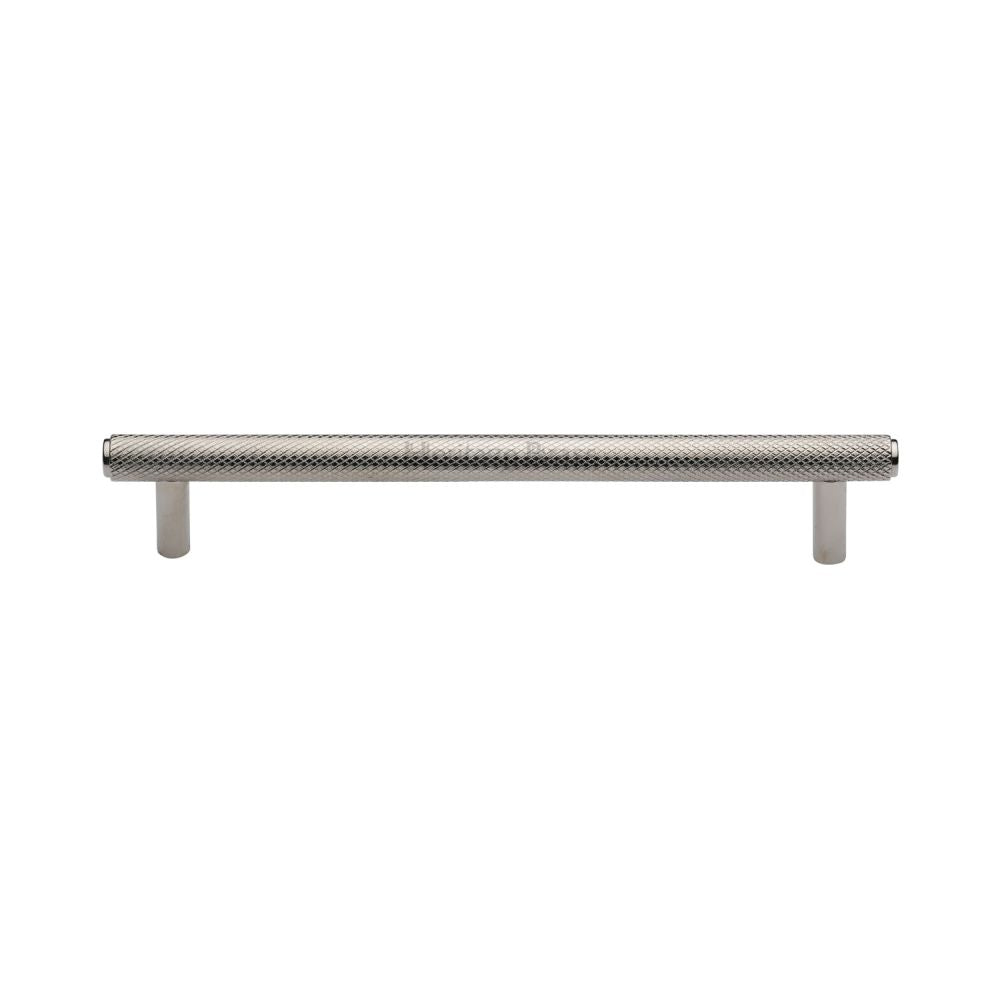 This is an image of a Heritage Brass - Cabinet Pull Knurled Design 160mm CTC Polished Nickel Finish, v4458-160-pnf that is available to order from Trade Door Handles in Kendal.