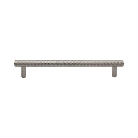 This is an image of a Heritage Brass - Cabinet Pull Knurled Design 160mm CTC Satin Nickel Finish, v4458-160-sn that is available to order from Trade Door Handles in Kendal.