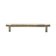 This is an image of a Heritage Brass - Cabinet Pull Partial Knurled Design 128mm CTC Antique Brass Finish, v4461-128-at that is available to order from Trade Door Handles in Kendal.