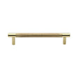 This is an image of a Heritage Brass - Cabinet Pull Partial Knurled Design 128mm CTC Polished Brass Finish, v4461-128-pb that is available to order from Trade Door Handles in Kendal.