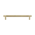 This is an image of a Heritage Brass - Cabinet Pull Partial Knurled Design 160mm CTC Polished Brass Finish, v4461-160-pb that is available to order from Trade Door Handles in Kendal.