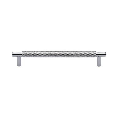 This is an image of a Heritage Brass - Cabinet Pull Partial Knurled Design 160mm CTC Polished Chrome Finis, v4461-160-pc that is available to order from Trade Door Handles in Kendal.