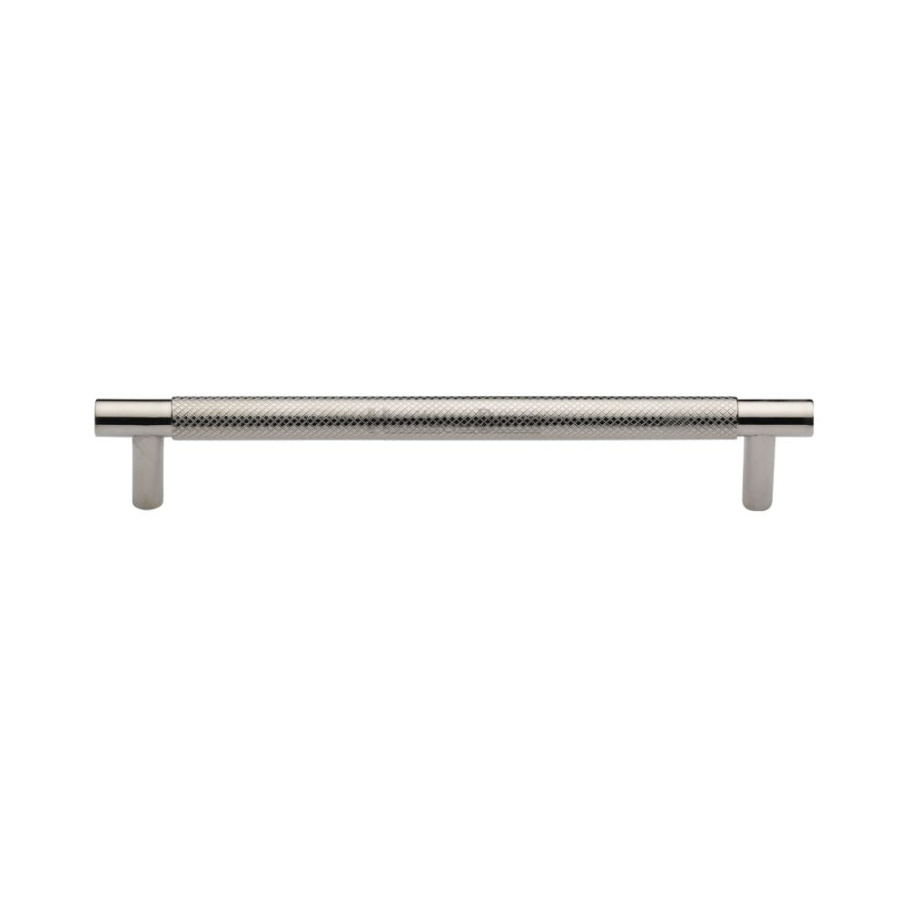 This is an image of a Heritage Brass - Cabinet Pull Partial Knurled Design 160mm CTC Polished Nickel Finis, v4461-160-pnf that is available to order from Trade Door Handles in Kendal.