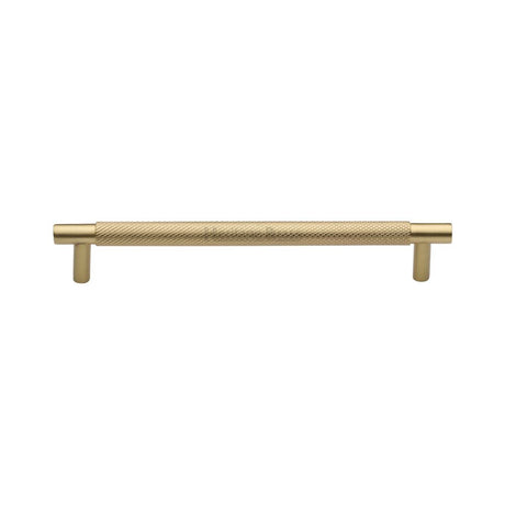 This is an image of a Heritage Brass - Cabinet Pull Partial Knurled Design 160mm CTC Satin Brass Finish, v4461-160-sb that is available to order from Trade Door Handles in Kendal.