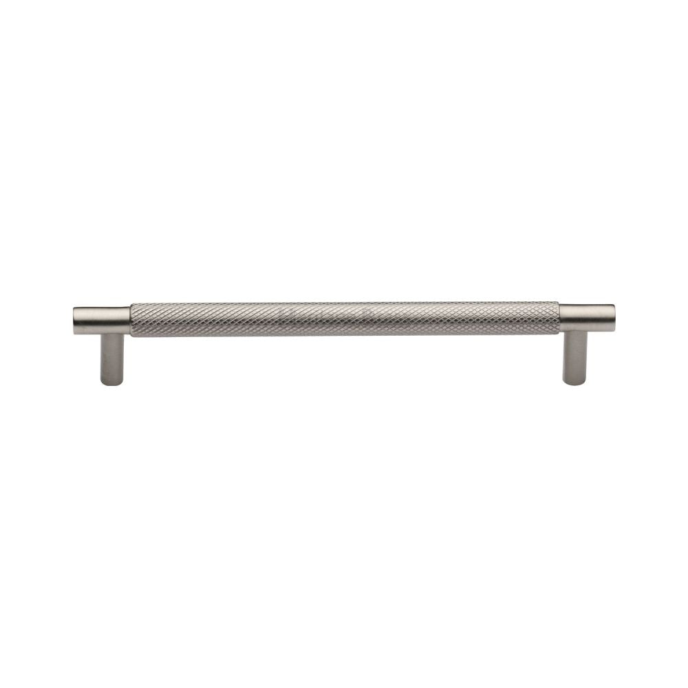 This is an image of a Heritage Brass - Cabinet Pull Partial Knurled Design 160mm CTC Satin Nickel Finis, v4461-160-sn that is available to order from Trade Door Handles in Kendal.