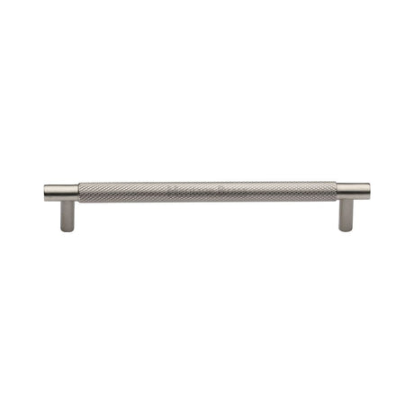 This is an image of a Heritage Brass - Cabinet Pull Partial Knurled Design 160mm CTC Satin Nickel Finis, v4461-160-sn that is available to order from Trade Door Handles in Kendal.