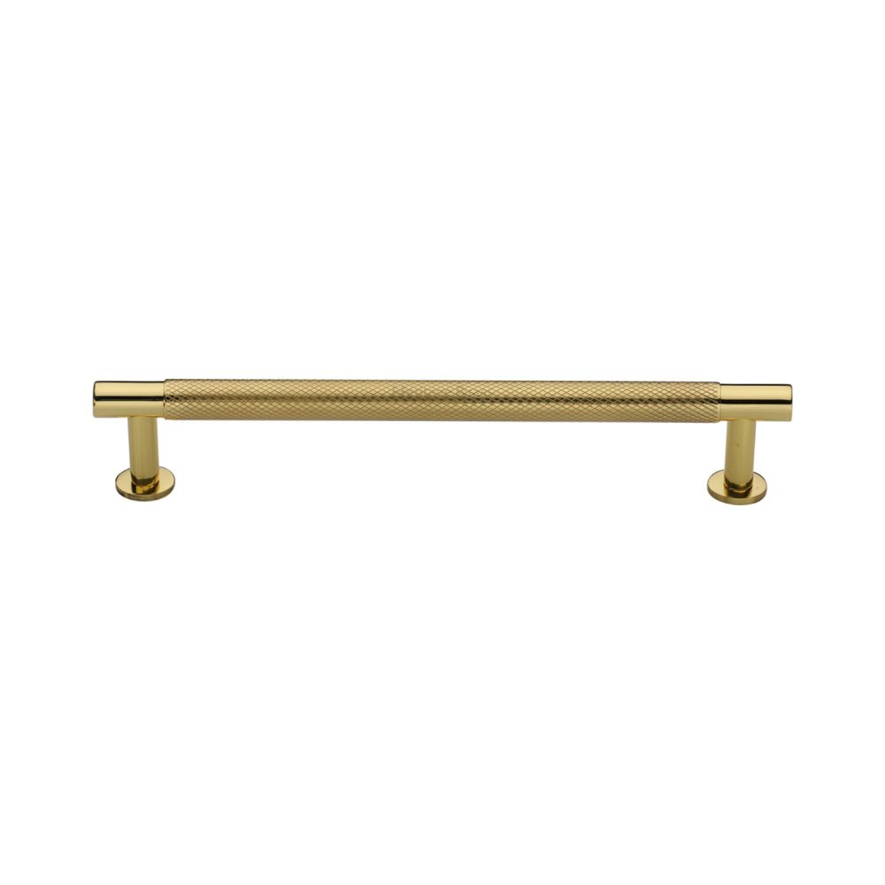 This is an image of a Heritage Brass - Cabinet Pull Partial Knurled Design with Rose 160mm CTC Polished Br, v4462-160-pb that is available to order from Trade Door Handles in Kendal.