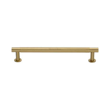 This is an image of a Heritage Brass - Cabinet Pull Partial Knurled Design with Rose 160mm CTC Satin Br, v4462-160-sb that is available to order from Trade Door Handles in Kendal.