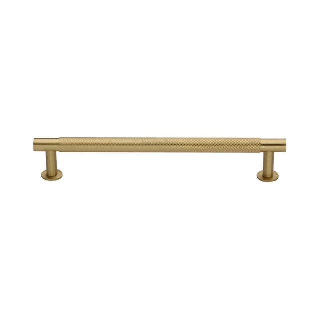 This is an image of a Heritage Brass - Cabinet Pull Partial Knurled Design with Rose 160mm CTC Satin Br, v4462-160-sb that is available to order from Trade Door Handles in Kendal.